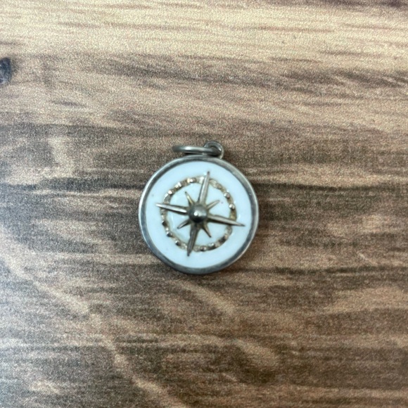 Jet Set Candy White Enamel Compass Charm, Silver, Mini - Picture 3 of 4